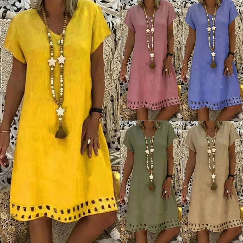 Женское платье с коротким рукавом размера плюс 5XL летнее v образным вырезом