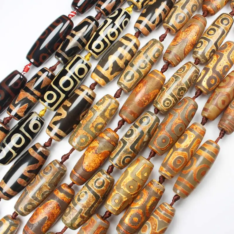 

Free shipping! Olivary 10x40mm Old DZI beads Tibet Agates stone Oval Rice DIY Jewelry Making Pendant Loose Beads 6pcs