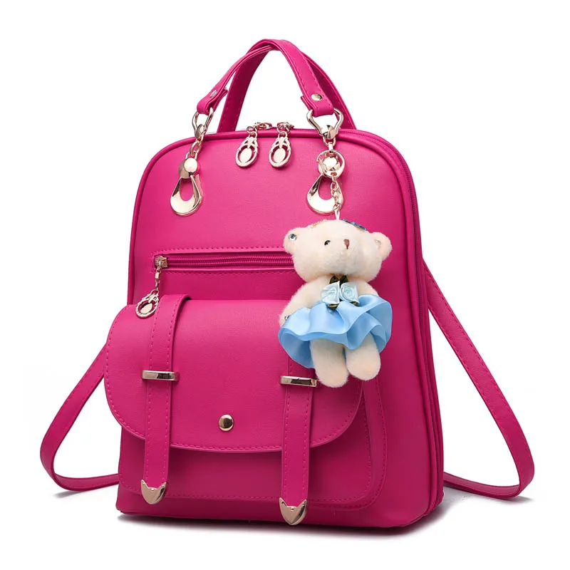 Jaybag Mochila элегантный дизайн Bolsa милый медведь тонкие кожаные рюкзаки для женщин кисточкой плеча рюкзак A Dos - Цвет: Rose Red