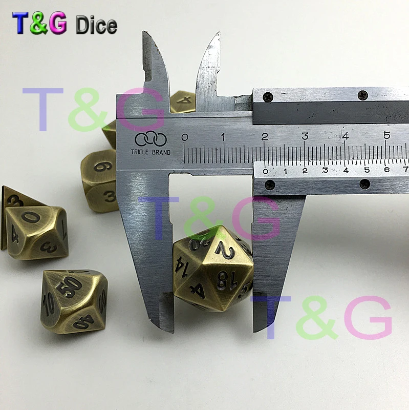Высокое качество T & G креативный РПГ матовые золотые металлические кости набор из