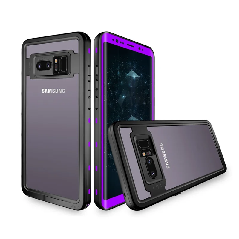 Водонепроницаемый чехол для телефона для samsung Galaxy S9 S9 Plus Note 8 9 360 полный корпус прочный прозрачный чехол Крышка с Экран протектор - Цвет: Purple