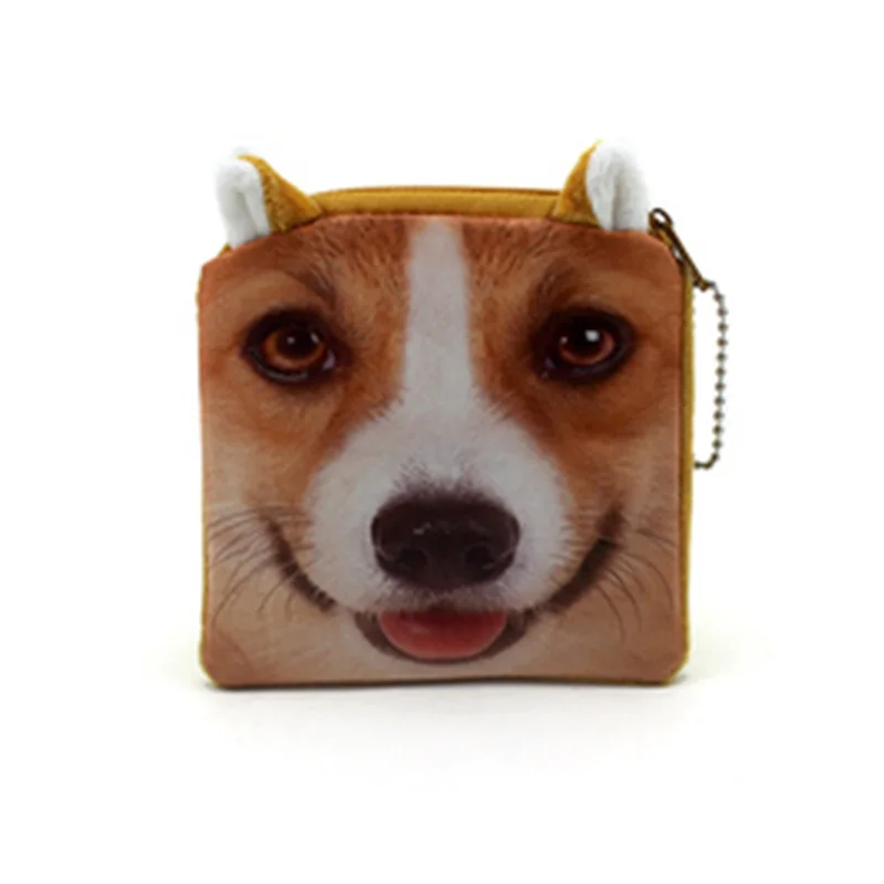 Мини сумка для монет с 3D квадратным принтом животных женская хранения милый