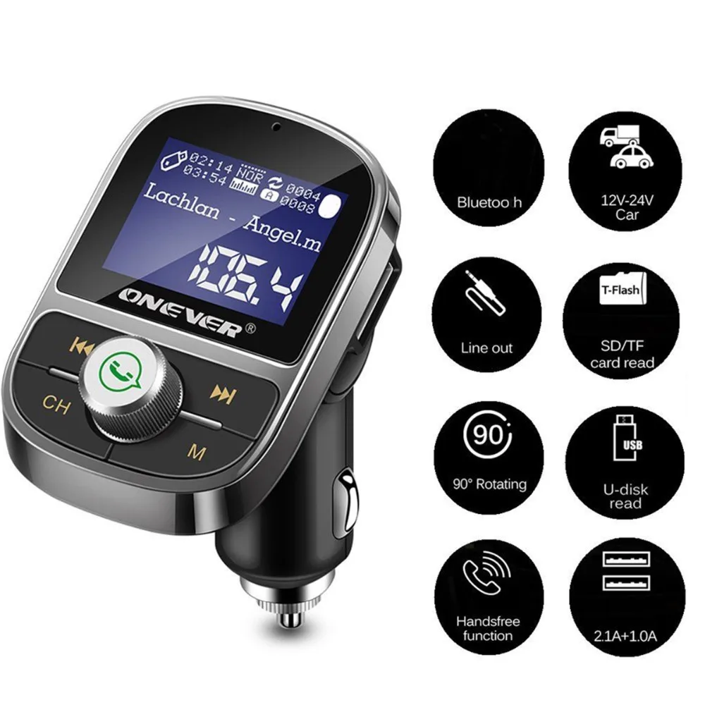 Bluetooth автомобильный fm передатчик беспроводной 3.1A двойной USB зарядное устройство