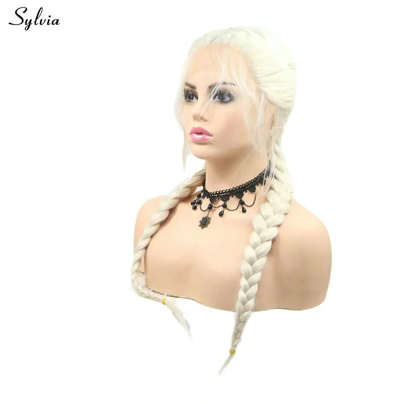 Sylvia 2x твист парик с косами блондинка синтетические волосы на кружеве ребенком