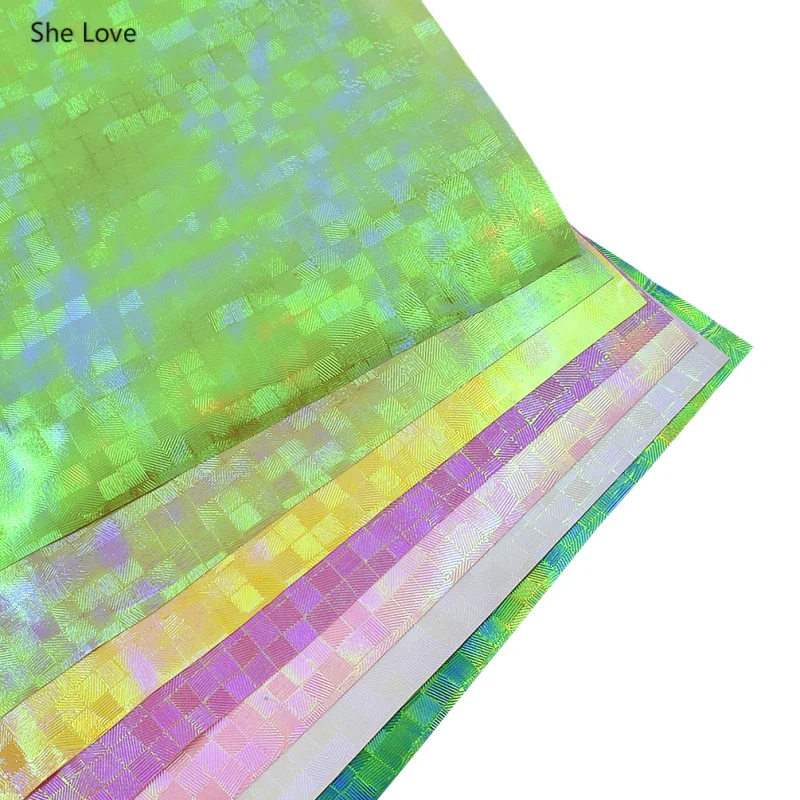 Она любит A4 Радужная сетка голографическая ткань Радужный цвет синтетическая