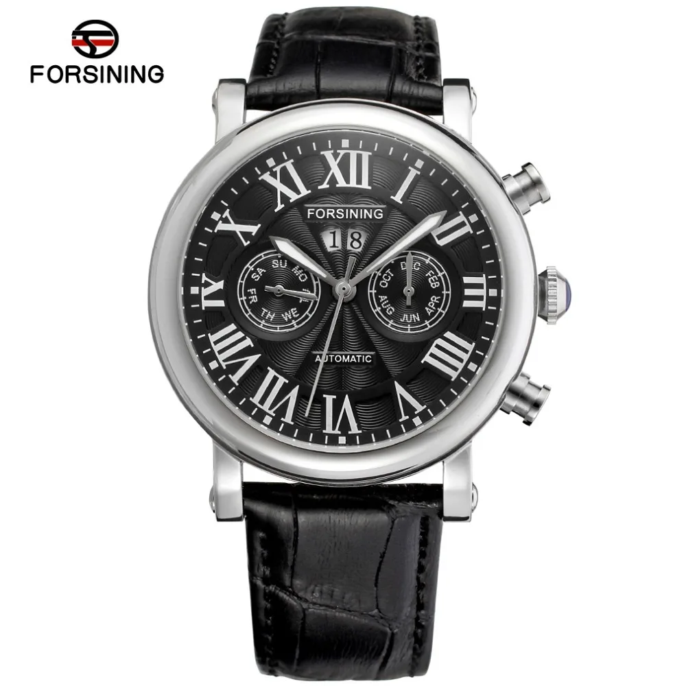 

Оригинальные часы бренда Forsing сплав чехол золотой цвет натуральная кожа месяц день неделя функция автоматический FSG9407M3S2