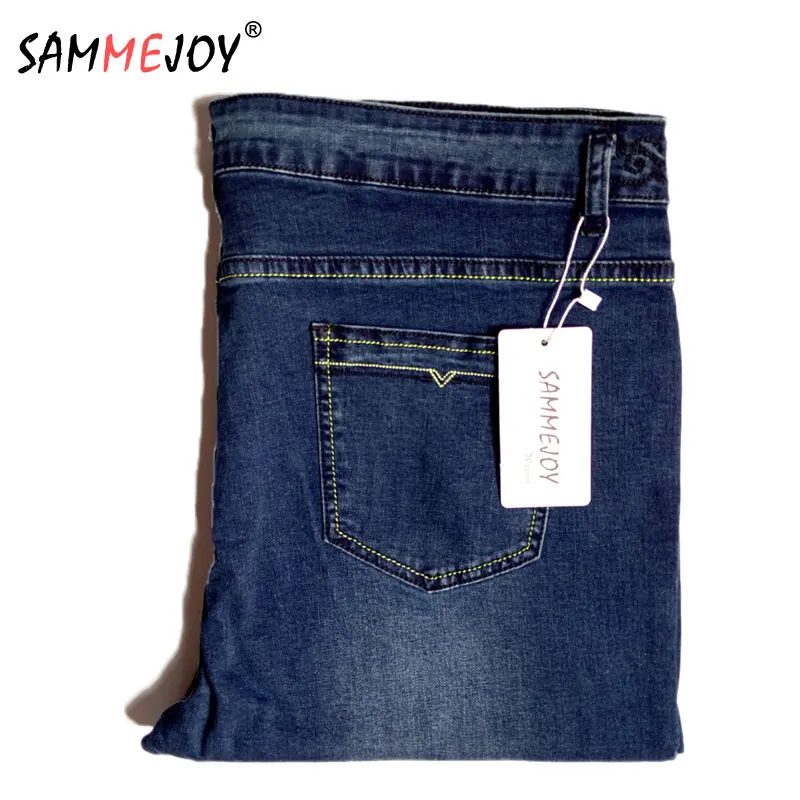 Sammejoy осенние женские джинсы Femme Большие размеры 28-40 высокие эластичные