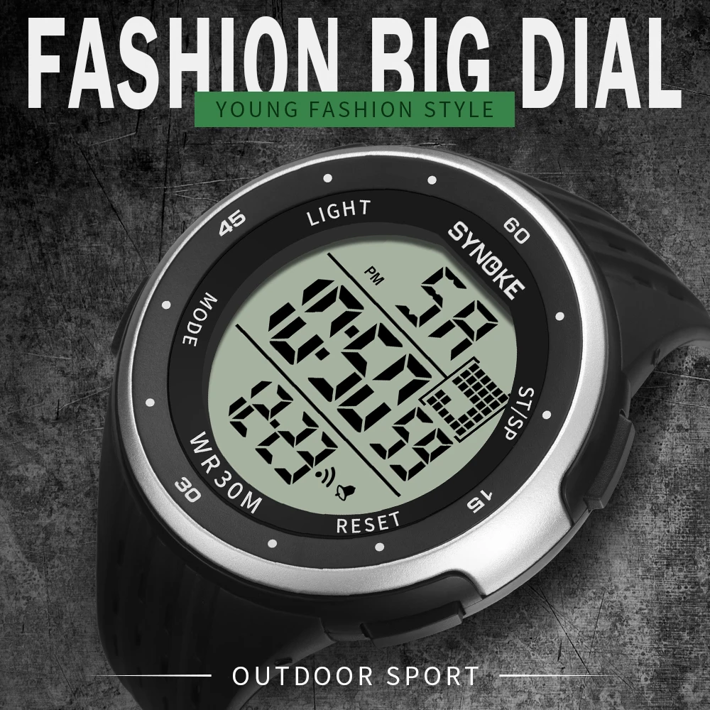 

SYNOKE Men Digital Watch LED Display Waterproof Male Wristwatches Chronograph Calendar Alarm Sport Watches Relogio Masculino