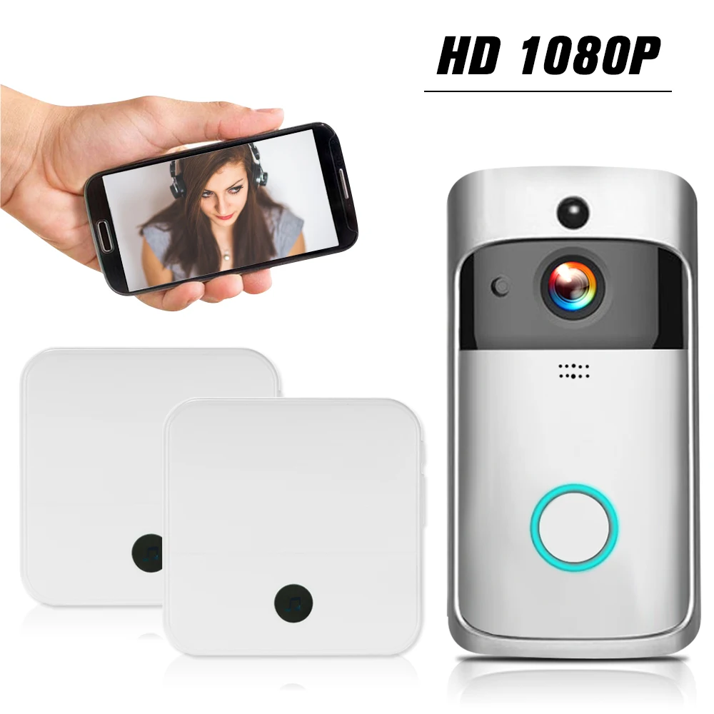 WiFi умный беспроводной дверной звонок безопасности HD 1080P визуальный домофон Запись Видео дверной телефон Удаленный домашний мониторинг с дверным звонком