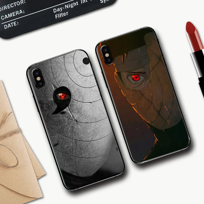 Оригинальный черный силиконовый чехол Naruto Uchiha Obito для iPhone 5 5S 6 6S Plus 7 8 11 Pro X XS Max XR |