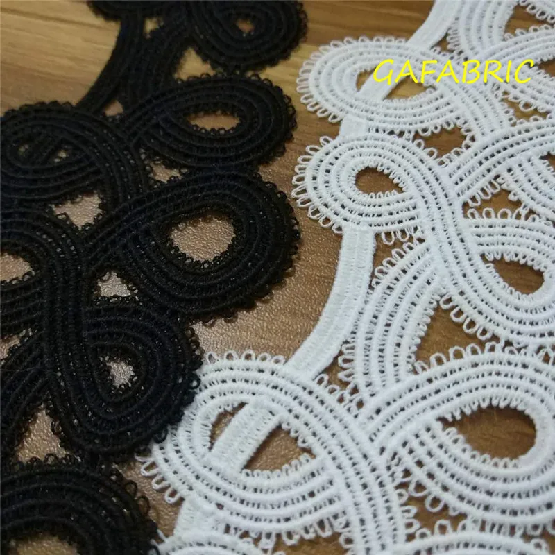 10 ярдов 7 см ширина черная вышитая кружевная отделка из полиэстера белая