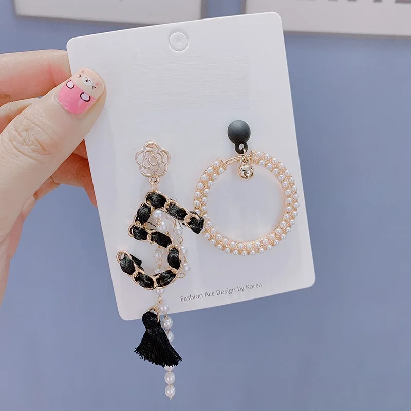 Женские серьги-кисточки Wukaka жемчужные серьги с цветком и эмалью дизайн большого