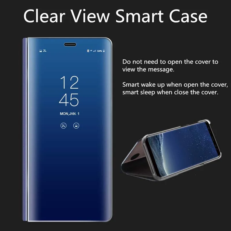 YOJOCK прозрачный флип чехол для Samsung Galaxy S7 Edge S8 Plus S6 A3 A5 A7 2017 NOTE 8 зеркальный умный