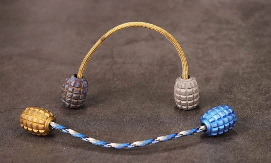 1PC Mini Grenade Shape Titanium Alloy Knife Beads Lanyard Pendant With Toothpick Fingertip Toys Begleri EDC Multi-tool Pendant
