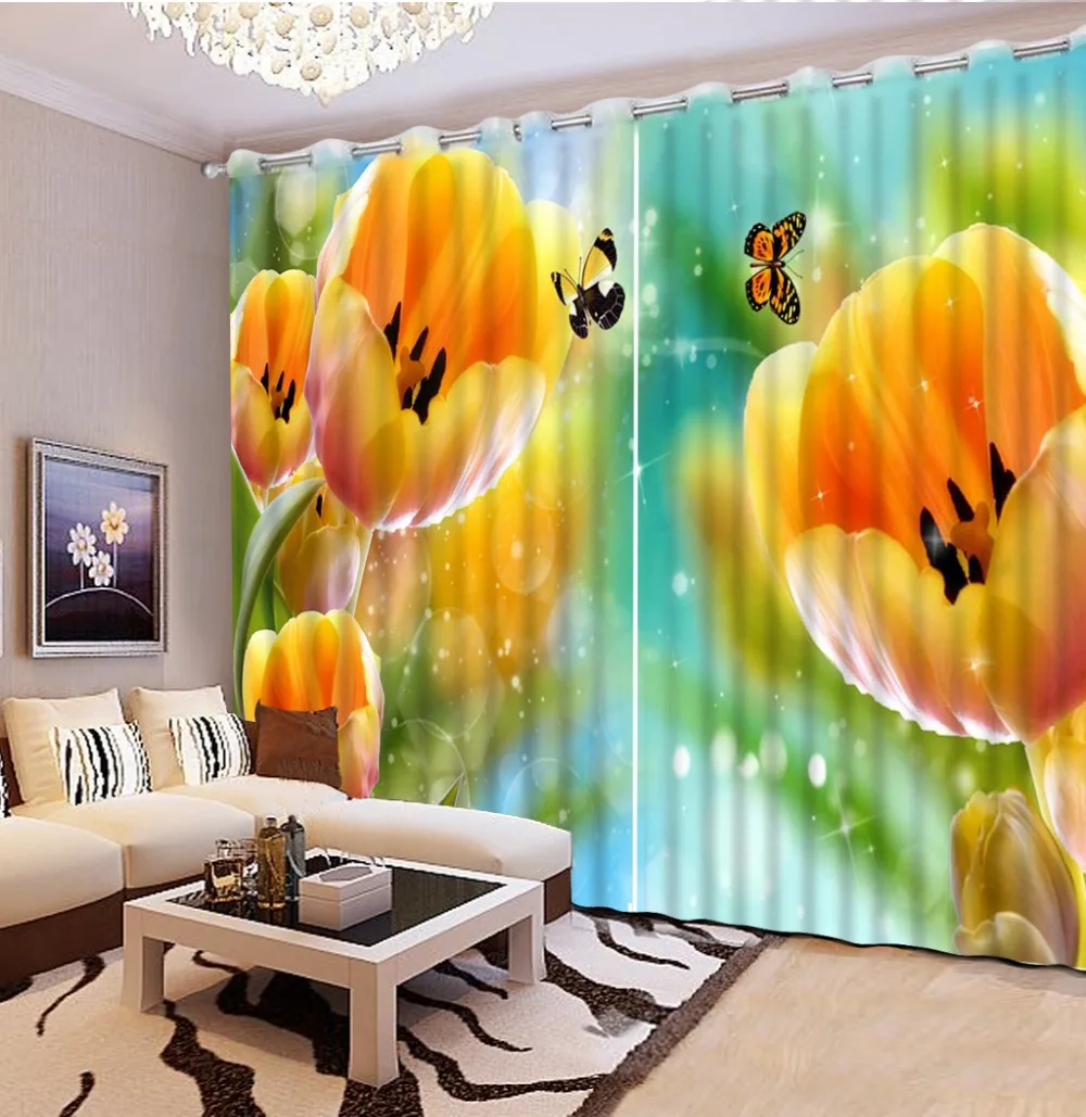 

3d curtains Photo Customize size Home Decor Living Room Natural Art yellow rose flower fashion window curtains