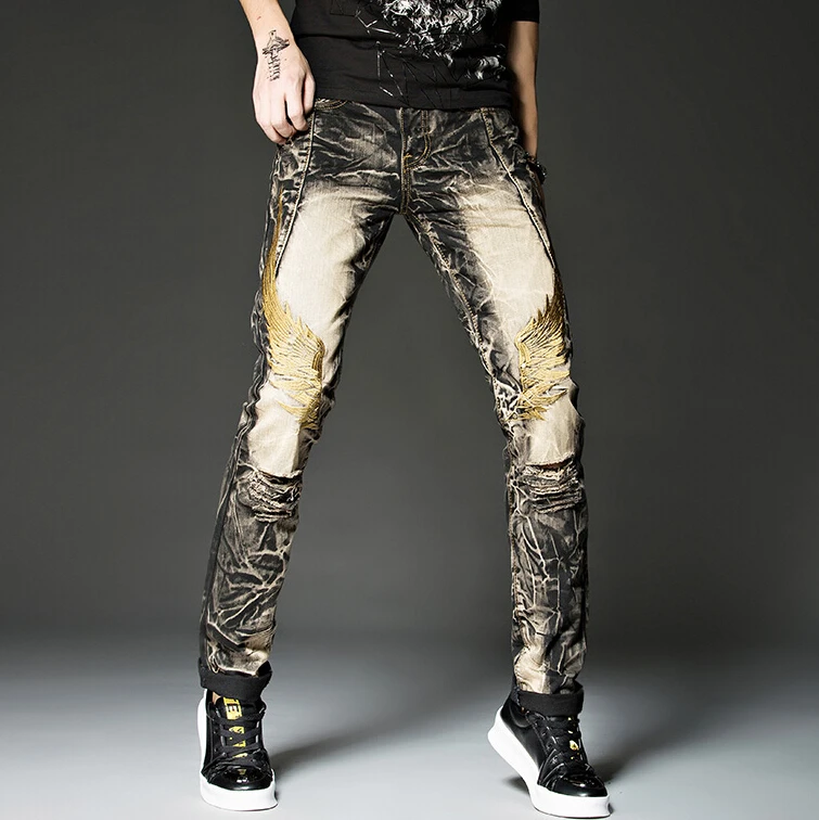 

2019 new design man denim pants with Hole Patch Jeans high quality