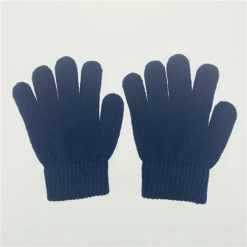 navy blue Новое поступление, зимние вязаные перчатки для маленьких мальчиков и девочек, теплые рукавицы с веревкой, перчатки для детей ясельного возраста - Цвет: navy blue