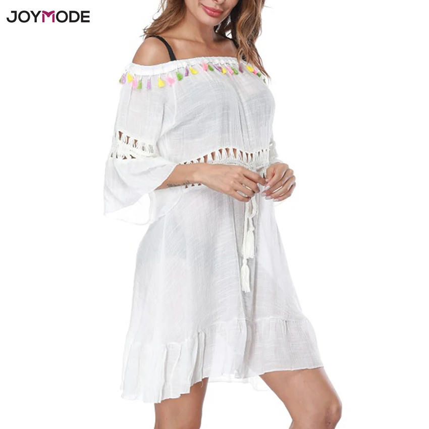 JOYMODE, бикини, туника, накидка, пляжная юбка, Praia De Croche, кружевное парео с кисточками, Сетчатое платье, солнце, ванна, сексуальная купальная блузка