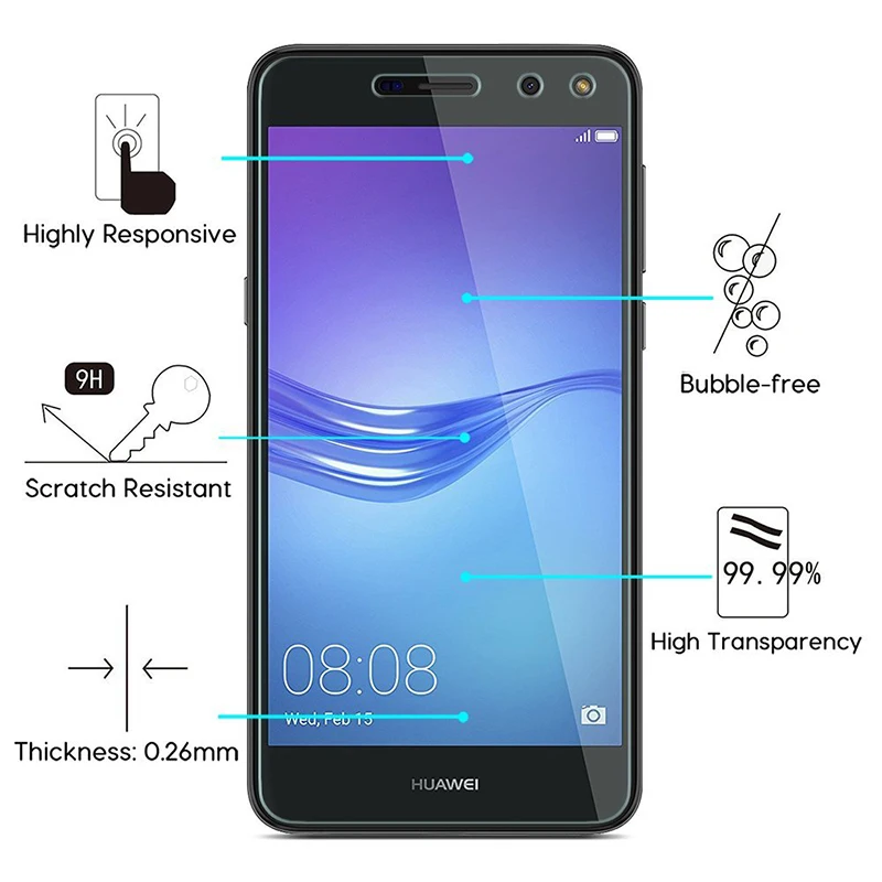 

2PCS 2.5D 9H Premium Tempered Glass For Huawei Y6 2017 Screen Protector Film Toughened Protective Glass Film For Huawei Y6 2017