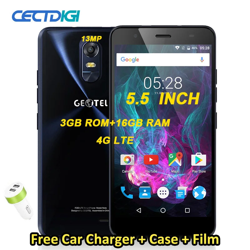 GEOTEL NOTE 4G смартфон MTK6737 3 ГБ ОЗУ 16 Гб ПЗУ 5 дюйма 1280x720 IPS четырехъядерный Android 6 0 3200 мАч