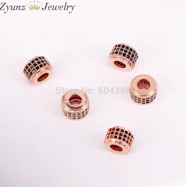 rose gold color 20 шт ZYZ313-3525 Черный CZ Металл Микро проложить кубический цирконий Труба Форма Бусина прокладка Бисер для изготовления ювелирных изделий Аксессуары - Цвет: rose gold color