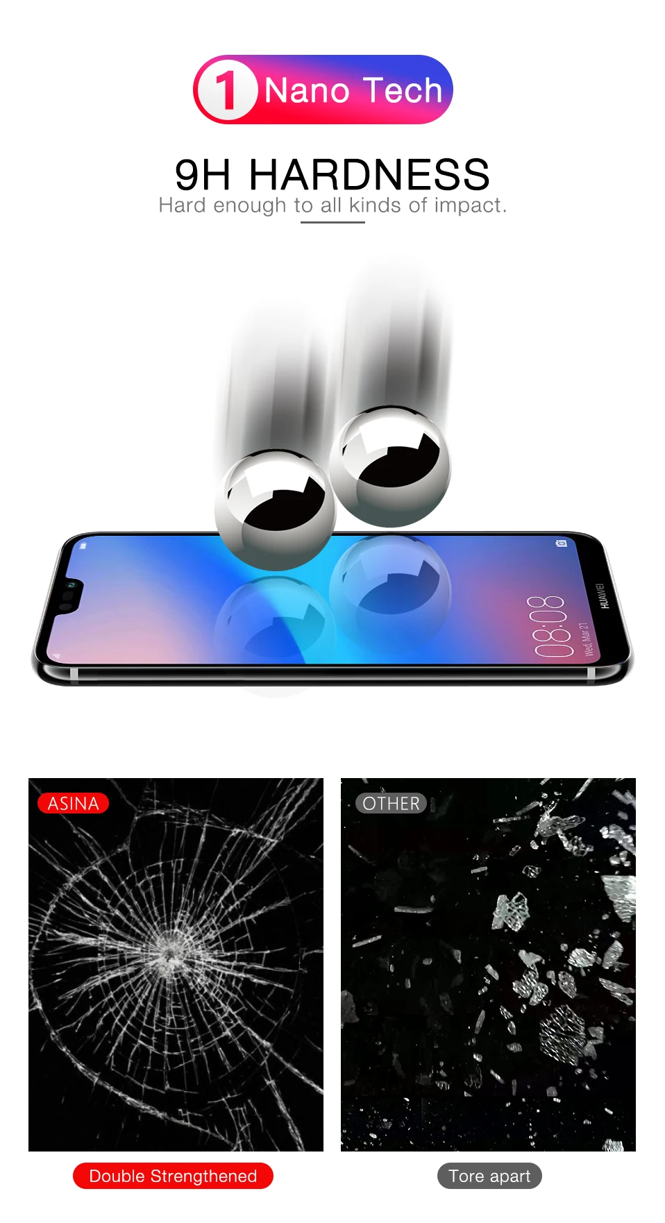 ASINA Защита экрана для huawei P20 Lite, закаленное стекло, пленка для huawei mate 9 10 Lite 20 Pro Y6 P10 Plus Lite стекло