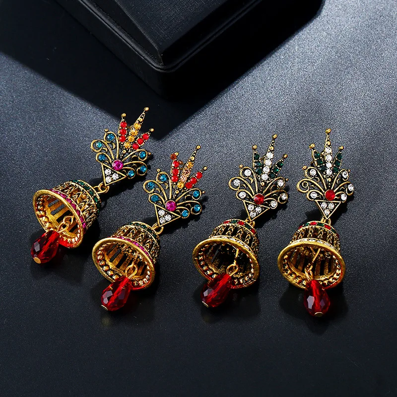Винтажные индийские Jhumka Jhumki антикварные золотые Висячие серьги Стразы племенные