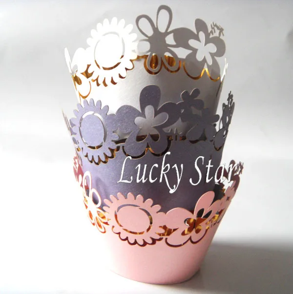 Бесплатная доставка 72 шт./лот смесь 3 цвет Солнца Цветок лазера сократить кекс