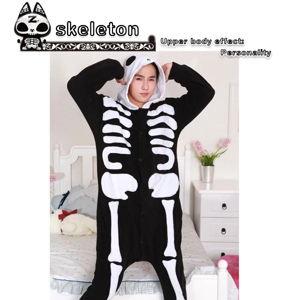 Дизайнерская Пижама для взрослых с рисунком скелета косплей все в одном унисекс