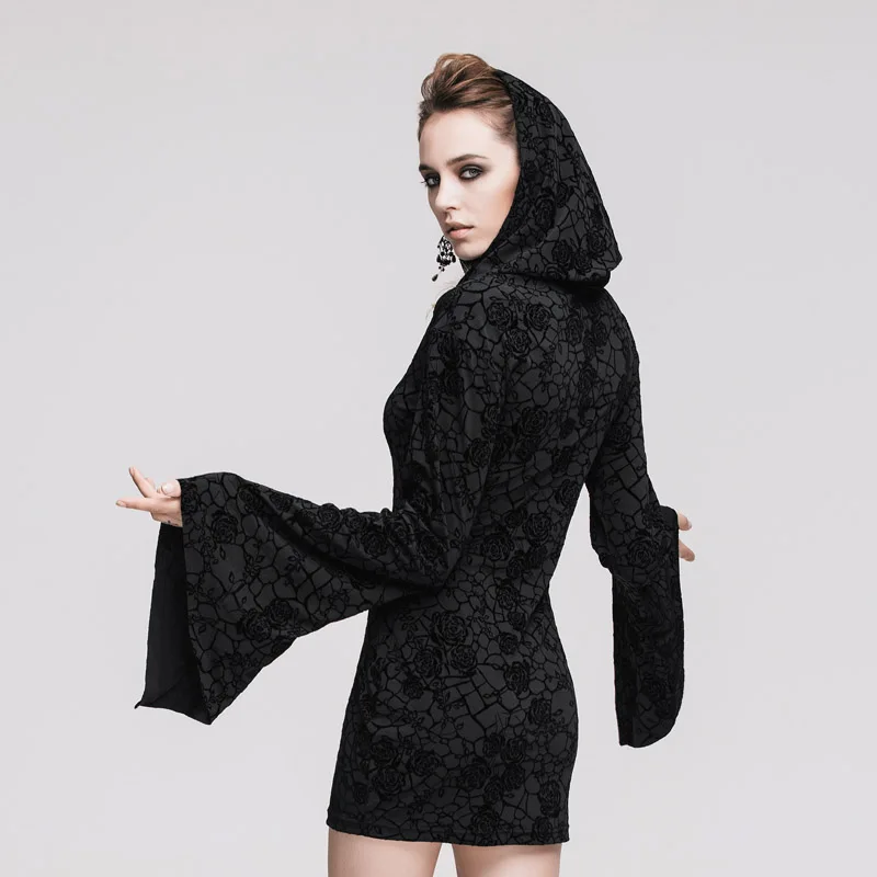 2018 Дьявол Мода Панк готика Сексуальное Женское Платье с расклешенным рукавом