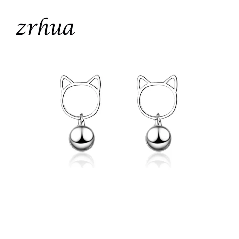 ZRHUA Лучшая мода одна пара висячие серьги аксессуары серебряный цвет кот белые