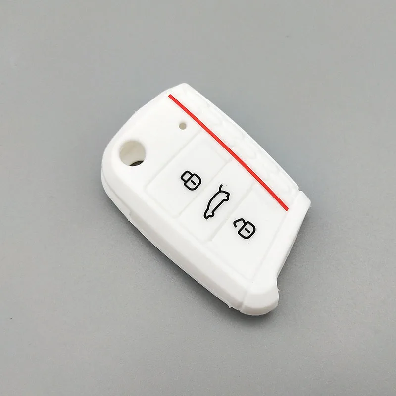 white For Volkswagen Polo Golf 7 Tiguan for Skoda Octavia Karoq for SEAT Ateca Leon Ibiza New design car key Silicone cover case - Название цвета: white