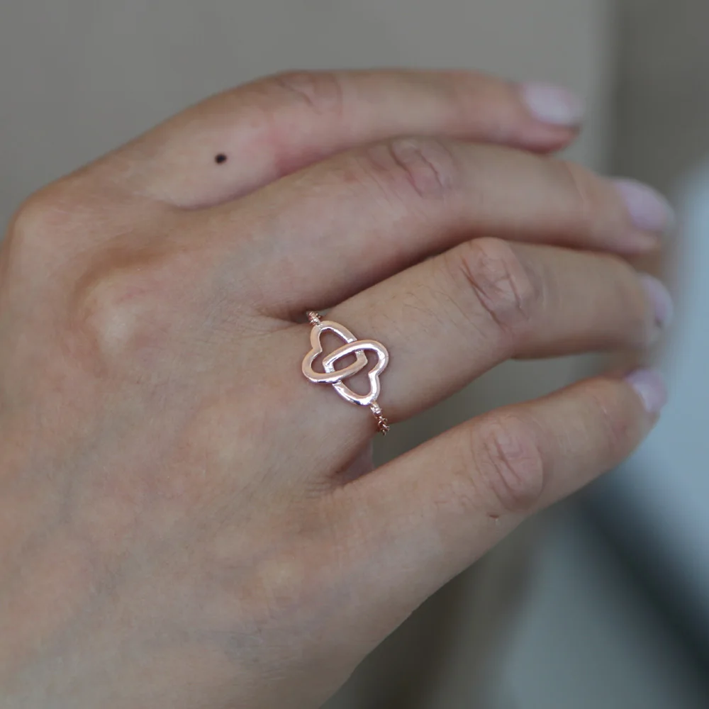 

rose gold simple fashion jewelry for girl girlfriend gift plain Heart lovely heart adjustable women finger slider chain ring