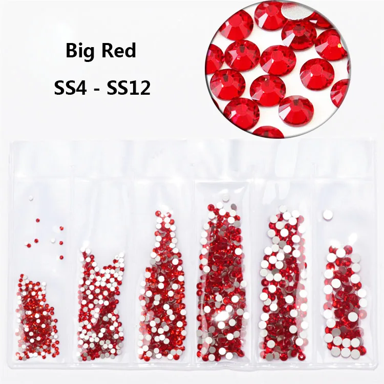 Цвет, ss4-ss12, 1700 шт, супер блестящий, плоский с одной стороны, многоцветные Стразы, стразы сваровского цвета, кристаллы для ногтей, украшения для ногтей