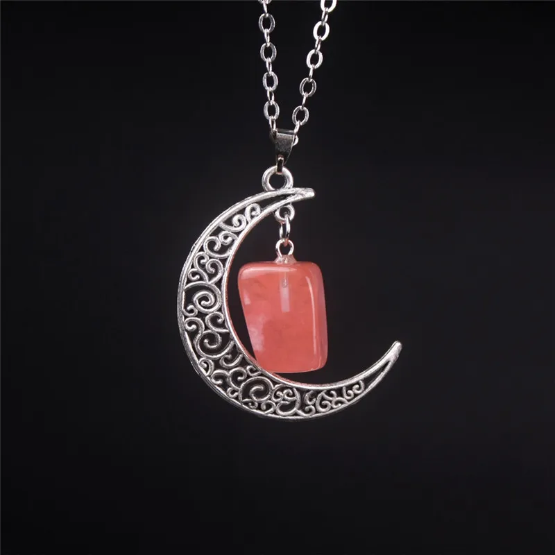 Ожерелье с подвеской Moon Charms антикварная цепочка полумесяц кварцевое ожерелье