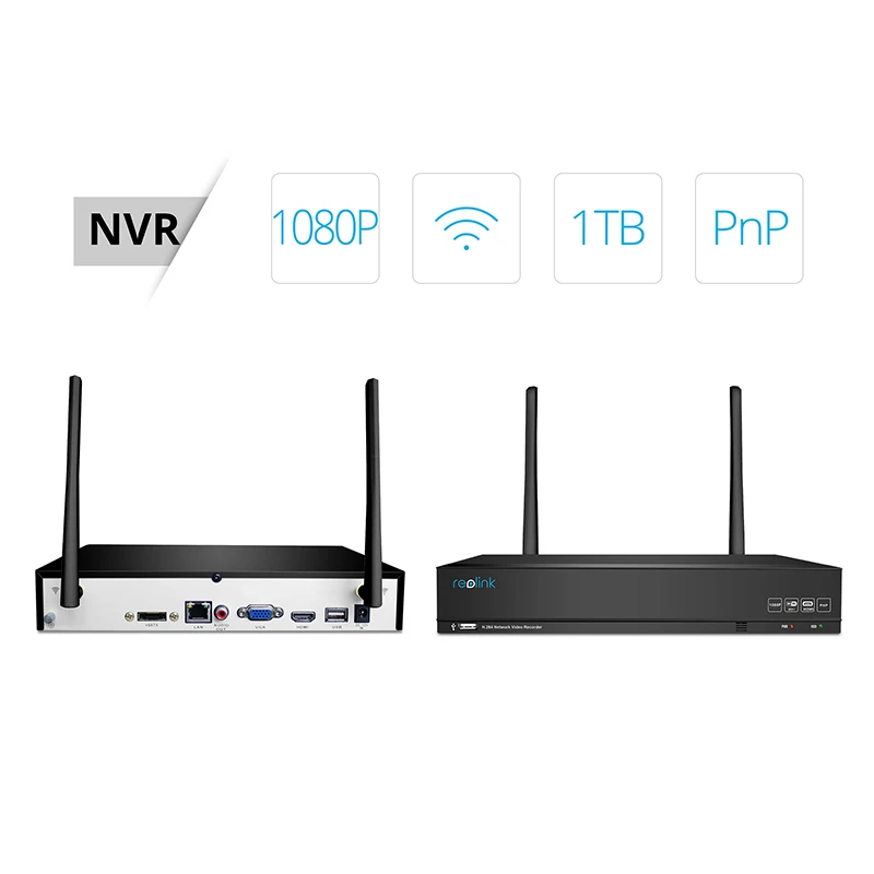 Беспроводная система безопасности Reolink 1080P 4Ch WiFi NVR и 2 камеры наружного