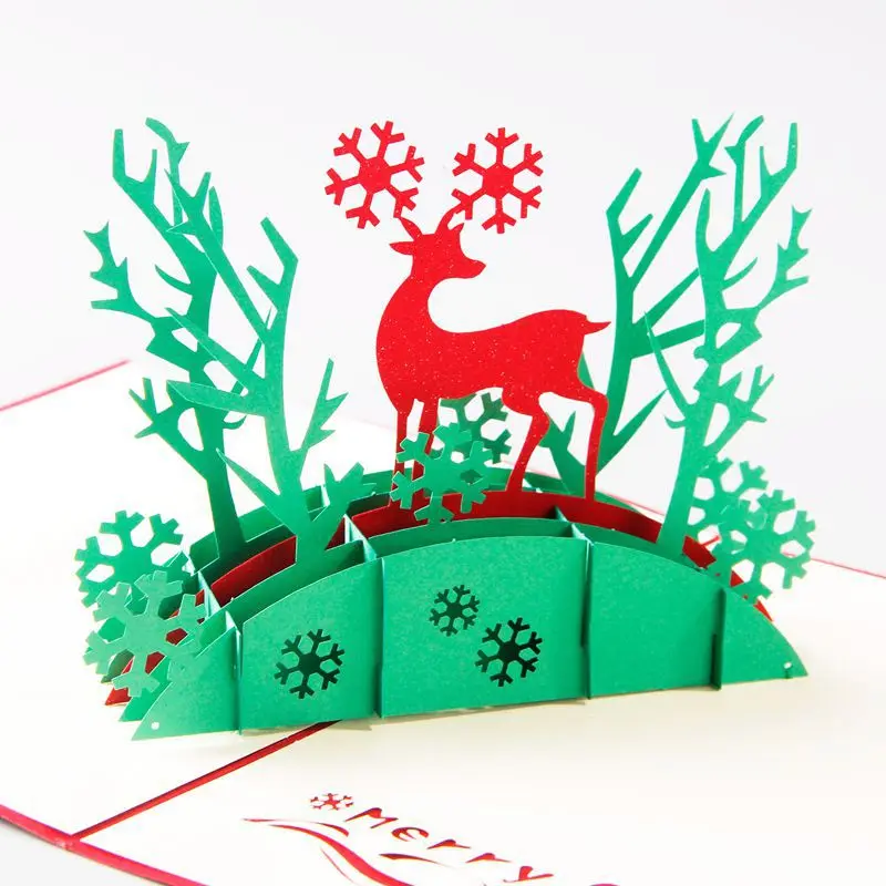 2019 Merry Christmas 3D Pop up Cards Handmade Postcards Greeting for New Year Kids Gifts | Дом и сад