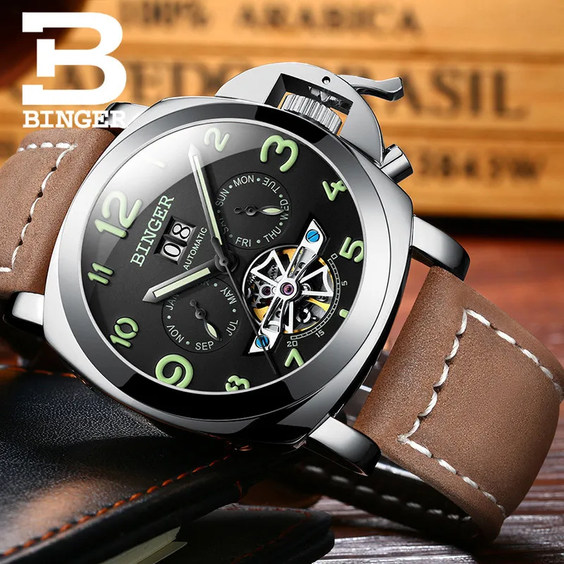 Часы наручные Tourbillion Мужские механические автоматические светящиеся спортивные