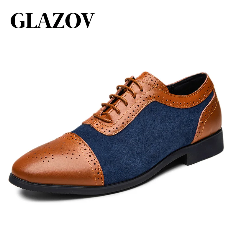 Мужские туфли оксфорды GLAZOV с двумя ремешками натуральная кожа и замша