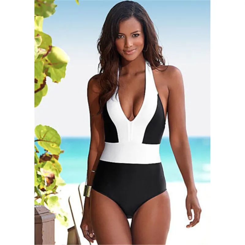 2018 сексуальный женский купальник цельный бандаж для женщин однотонный белый и
