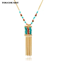 toucheart gold color tassel necklaces for women best friend long beads necklacespendants ethnic jewelry accessories sne150882