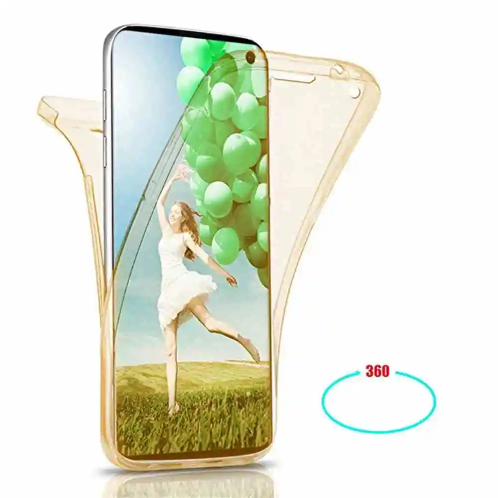 Золотой Двойная круговая Защита Чехол прозрачный чехол для samsung Galaxy Note 10 Pro A70 A60 A50 A40 A30 A10 M30 M20 M10 A6 A8Plus A7 S10 плюс - Цвет: Золотой