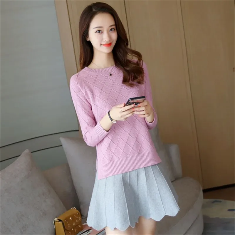 Neploe Korean Preppy Style Solid Sweater 2021 Autumn Winter Long Sleeve Sueter Mujer O-neck Knitted Fashion Women Tops 67949 | Женская