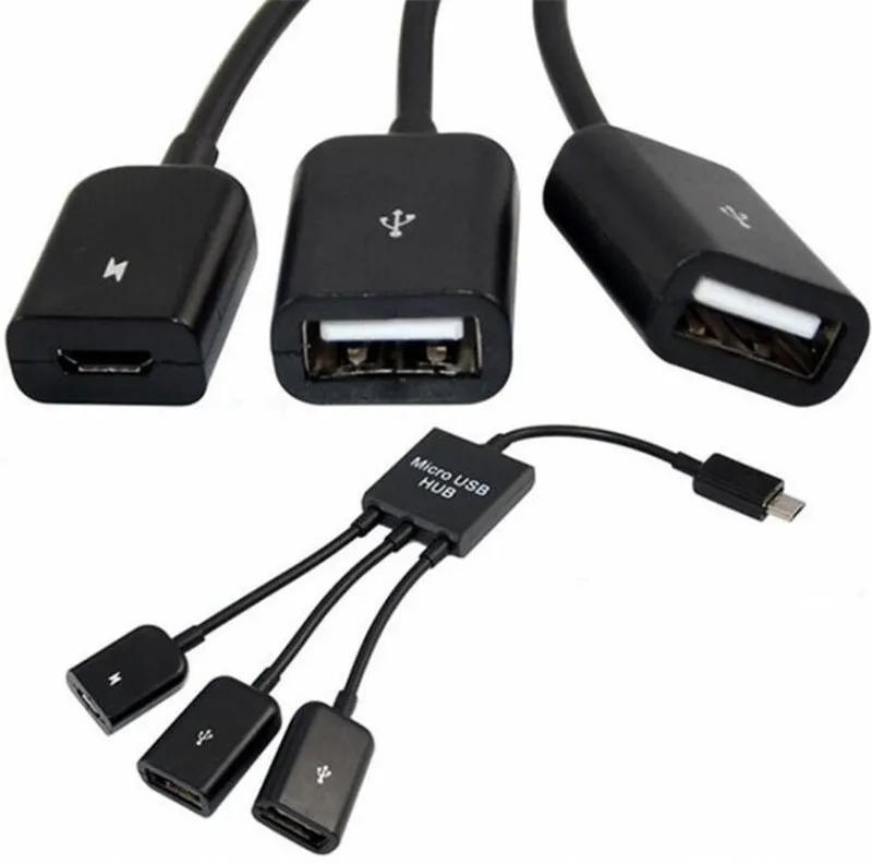 100 шт./лот * 3 в 1 микро usb OTG концентратор кабель разъем сплиттер порта USB зарядное