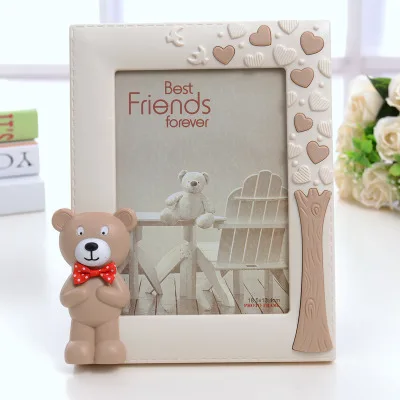 Beige Lengthways 7 дюймов симпатичная фоторамка мультфильм Маленькая картина с изображением медведя рамка Ремесло Современный домашний декор - Цвет: Beige Lengthways