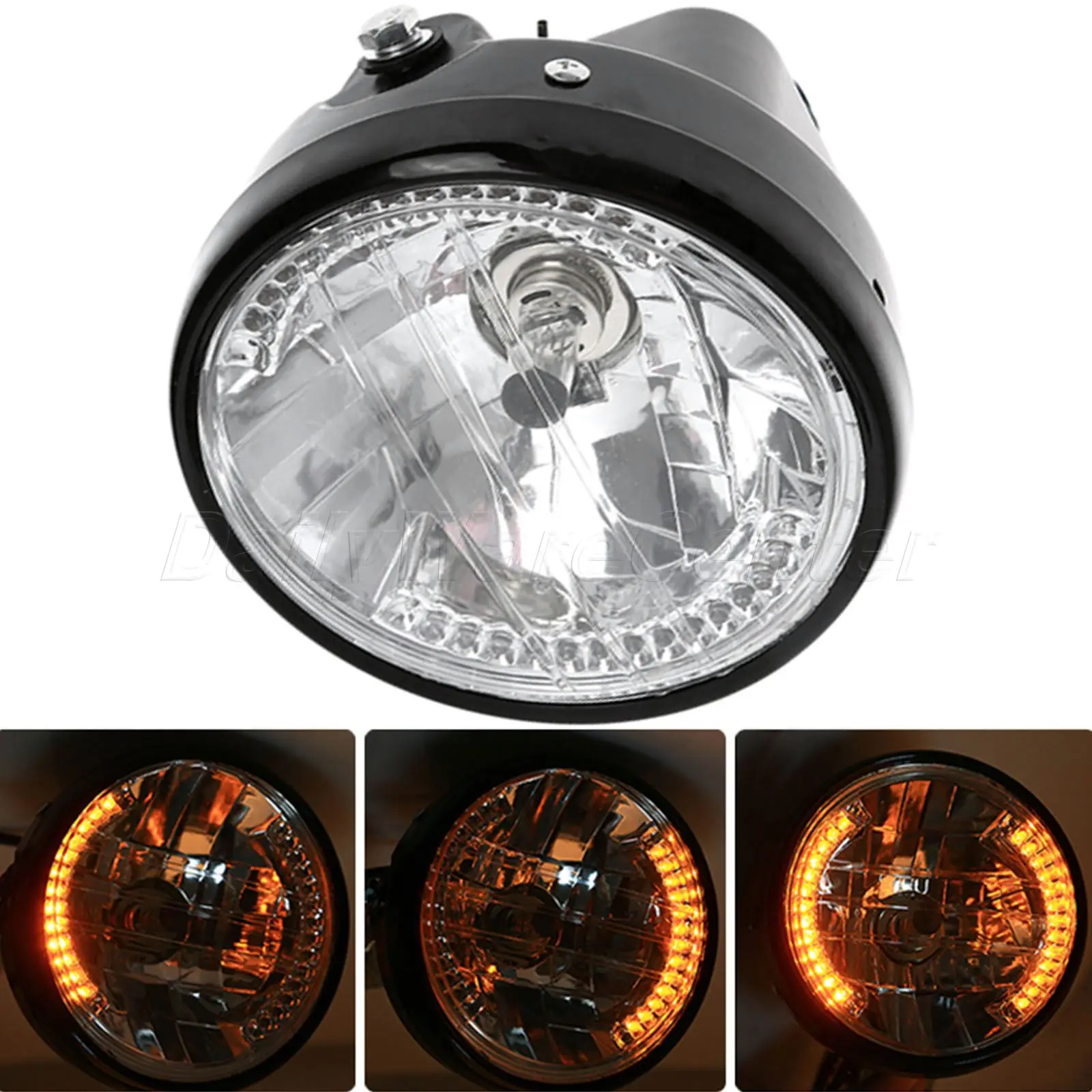 Фара мотоциклетная круглая 7 дюймов H4 с поворотником|lamp lamp|lamp forlamp led |
