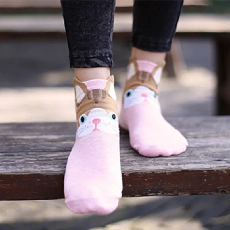 2019 милые женские хлопковые носки с животными Kawaii Носки рисунком собаки корейские