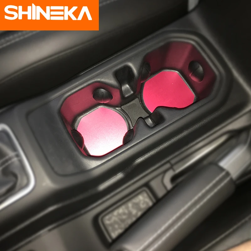 

SHINEKA Interior Mouldings Cup Pad for Jeep JL Wrangler 2018 UP Aluminum Alloy Water Bottle Cup Pad Interior Trims for Jeep JL