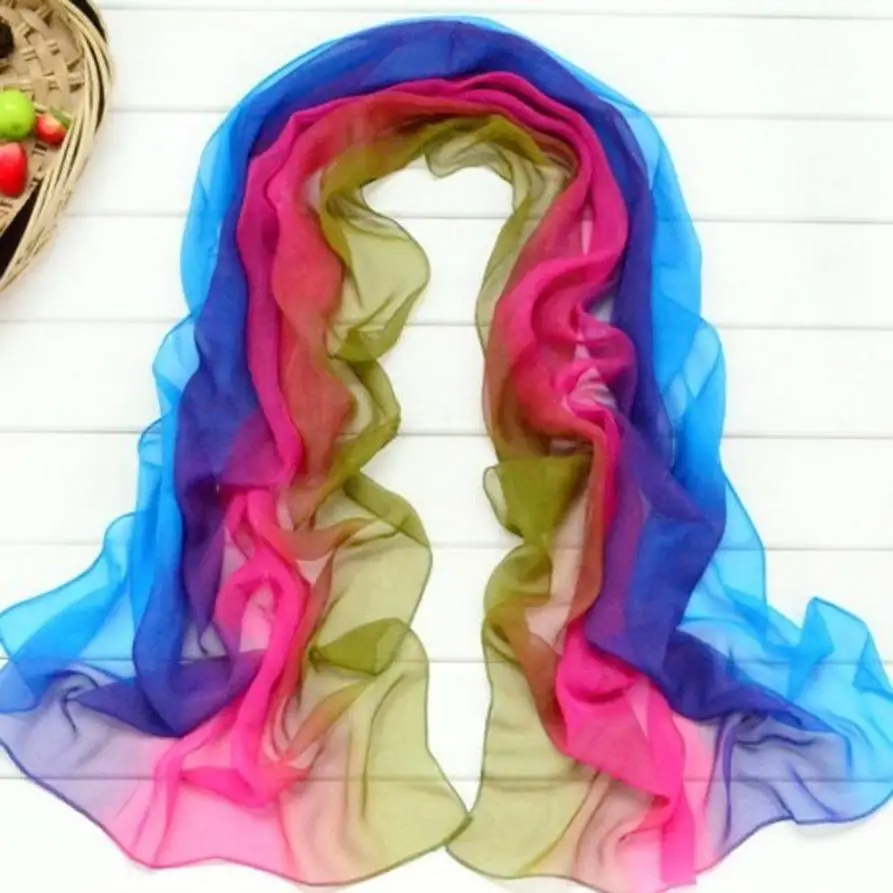 

KANCOOLD Scarves new high quality Chiffon Fashion Lady Gradient Color Long Wrap Shawl scarves women chiffon jan25