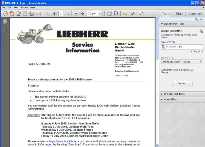 Либхер Lidos 2013 все детали и услуги полный набор автономная версия больше работы с